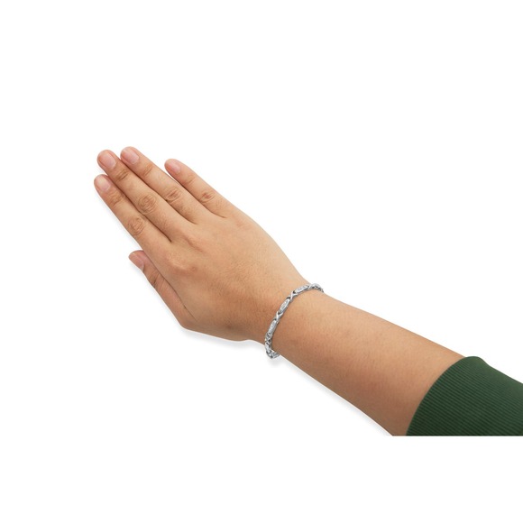 Haus of Brilliance 14K White Gold Princess Cut Diamond Tennis Bracelet 7" - Picture 2 of 6